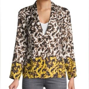 NWOT Kobi Halperin 100% silk dip dye floral jacket blazer marigold Large